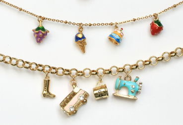 Halskette Tapas Charm Food Frauen mediterane Sommer Anhänger Kette selber zusammen stellen zur Auswahl Geschenk für sie